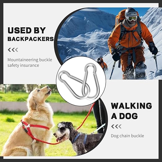 Carabiner, Heavy Duty Galvanized Steel Spring Snap Hook Carabiner Clips - Image 7