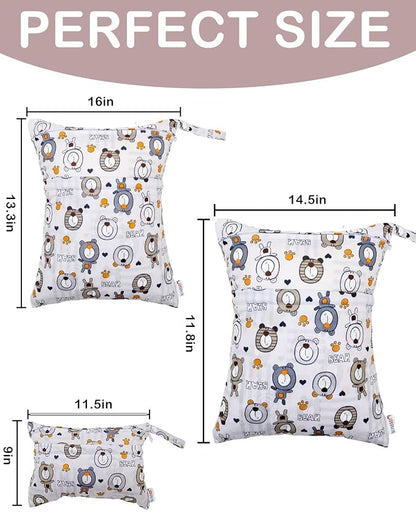 ALVA ALVABABY 3pcs Cloth Diaper Wet Dry Bags Waterproof Reusable - Image 3