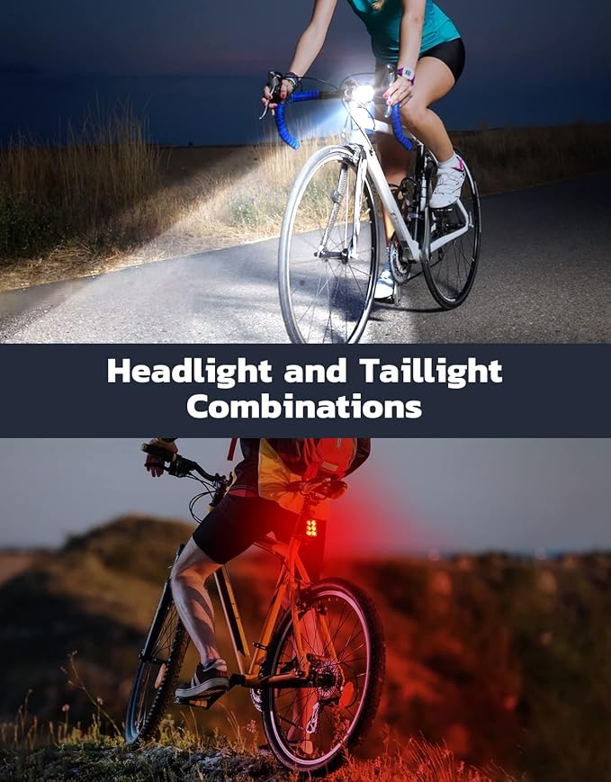 Zewdov Bike Lights for Night Riding, USB Rechargeable Bike Lights Front and Back - Image 2