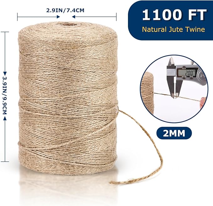 Vanhench Jute Twine Rope 1/13" x 1100FT, Natural Jute String Cord - Image 3