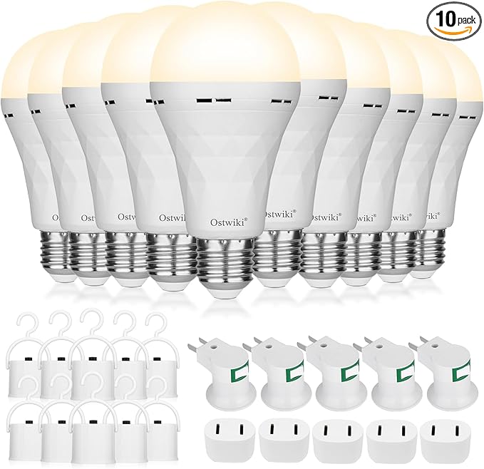 Ostwiki 10 Pack Rechargeable Light Bulbs, Emergency Light Bulbs by OstwikiDecorationLights