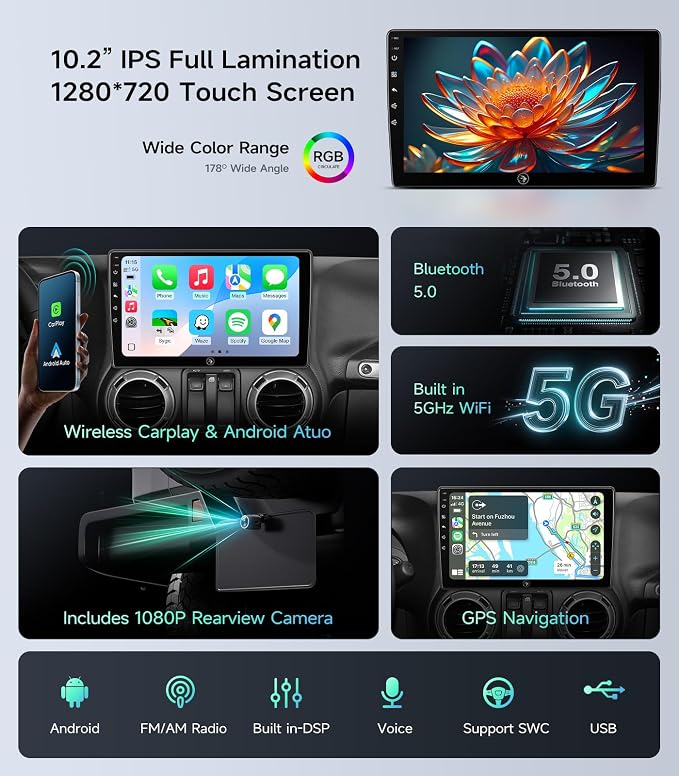 Car Radio Stereo Upgrade for Jeep Wrangler JK Compass Grand Cherokee Dodge Ram - Image 4