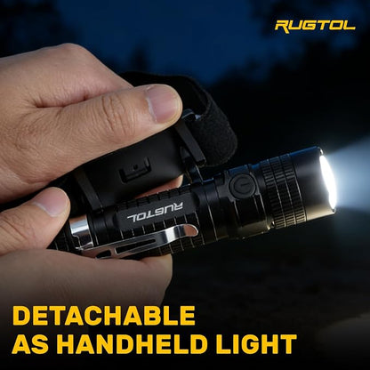 Rugtol Headlamp, USB C Rechargeable Battery Powered Head Lamp LED Flashlight - Image 5
