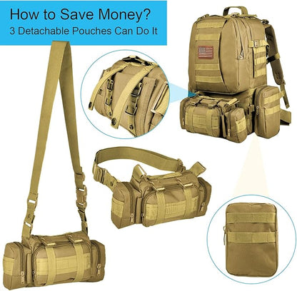 CVLIFE Tactical Backpack Military Army Rucksack 60L Large Assault Pack - Image 2