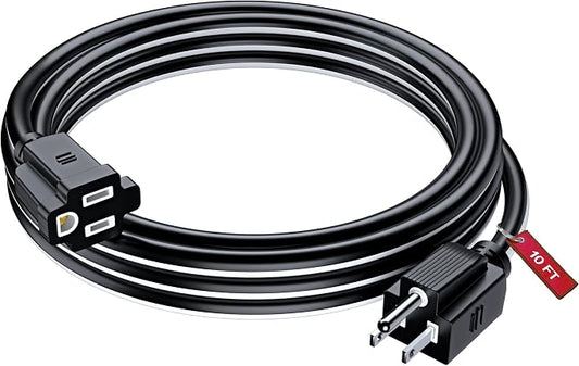 Maximm 10 Ft Black and White Extension Cord, Heavy Duty 16 AWG, ETL Listed by MaximmCable