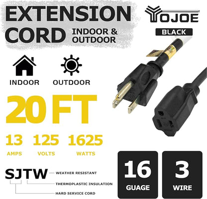 YOJOE Indoor Outdoor Extension Cord, 3 Prong 13A Weatherproof Power Cord - Image 2