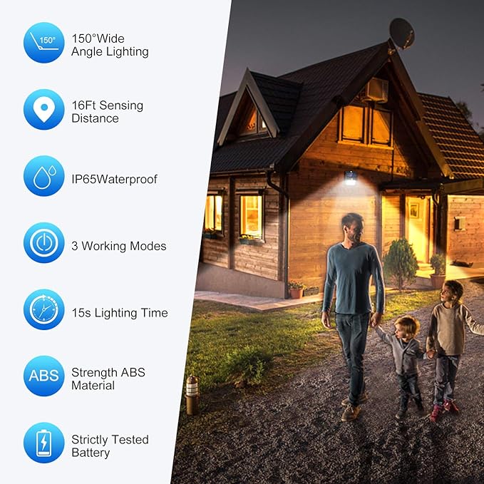 SEZAC Solar Lights Outdoor, Solar Security Lights Solar Motion Sensor Lights - Image 2