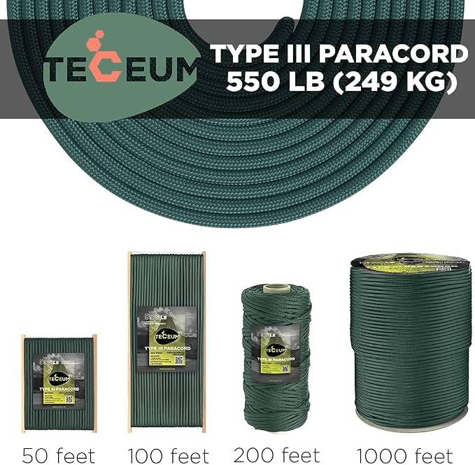 TECEUM Reflective Paracord Rope 1000 – 1000ft/200ft/100ft/50ft – 40+ Colors – - Image 9