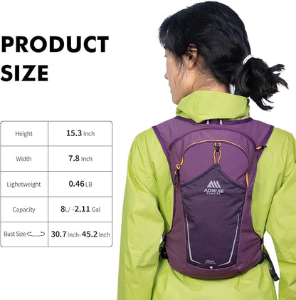 AONIJIE Running Hydration Vest for Men & Women, 8L Hydration Backpack, - Image 3
