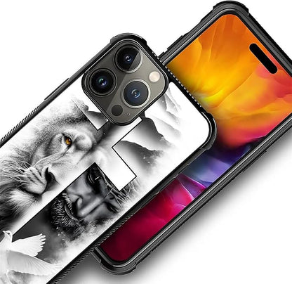 for iPhone 16 Pro Max Case, Lion Cross Jesus Christ Dove Pattern Graphic Design - Image 6