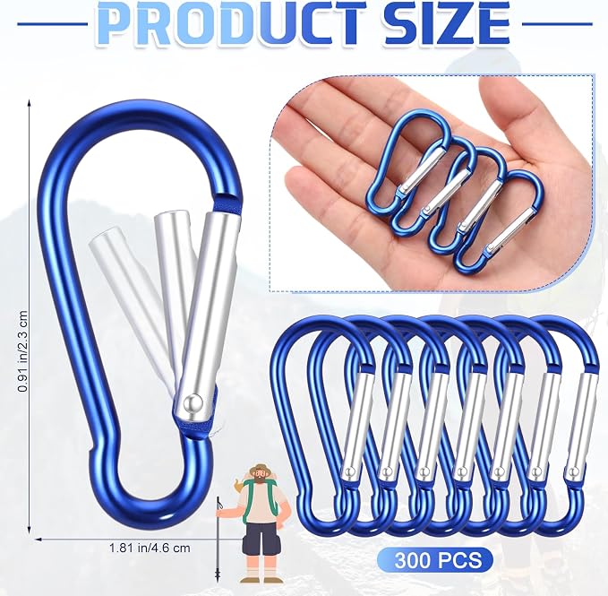 Yaocom 300 Pcs 2" Carabiner Bulk Small Carabiner Clip - Image 2