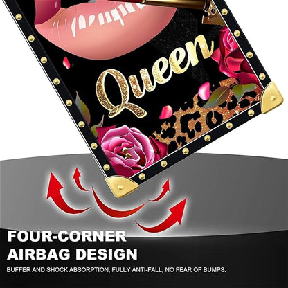 Compatible with iPhone 16 Pro Case, Glitter Red Rose Queen Leopard Lipstick - Image 7