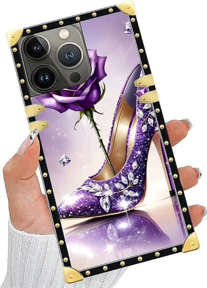 Compatible with iPhone 13 Pro Case, High Heeled Purple Diamond Rose Luxury - Image 5