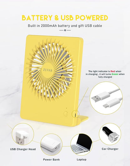 Zuvas Desk Fan Battery Operated Fan Rechargeable 180°Tilt Folding Personal Fan - Image 4