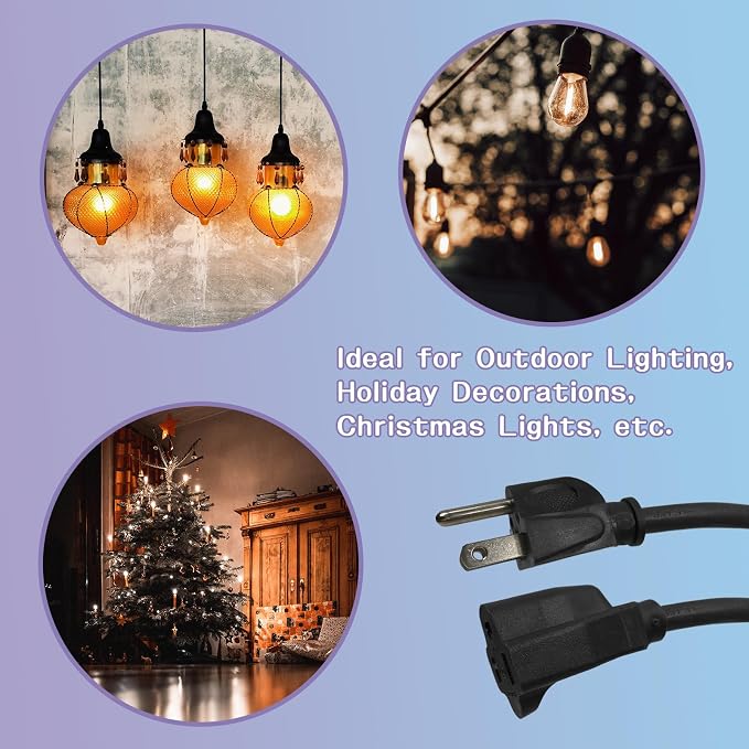 Indoor Outdoor Extension Cord 10 FT, 16/3 SJTW Weatherproof Black Electrical - Image 7