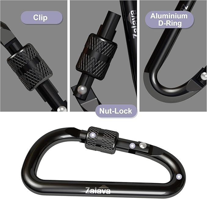 6PCS Carabiner Keychain, 2 inch Aluminum D-Clip Caribeener - Image 4