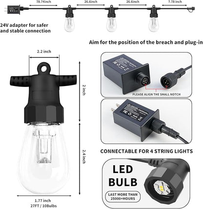 Outdoor String Lights 27FT, Outdoor Lights - Image 6