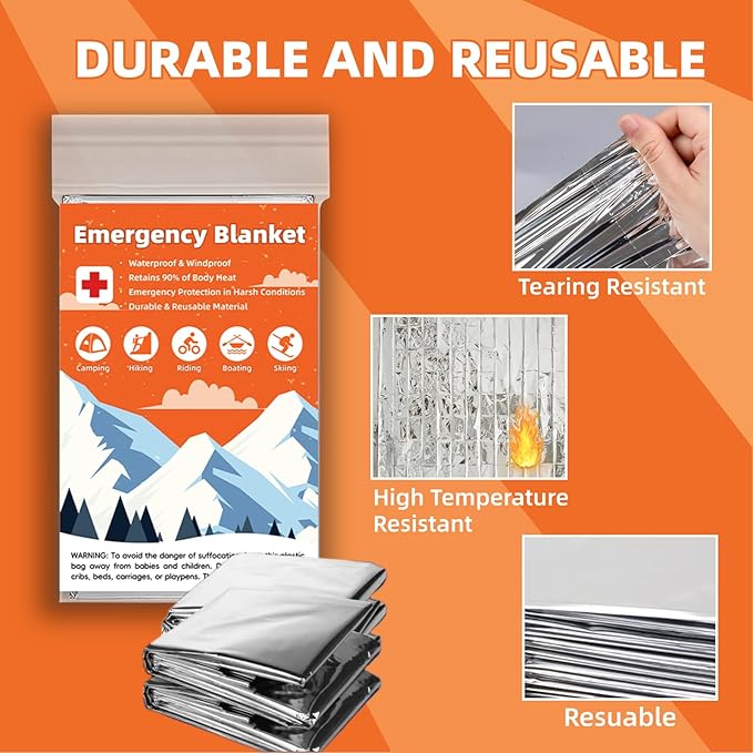 50 Pack Emergency Thermal Blanket Survival, Mylar Blankets - Image 6