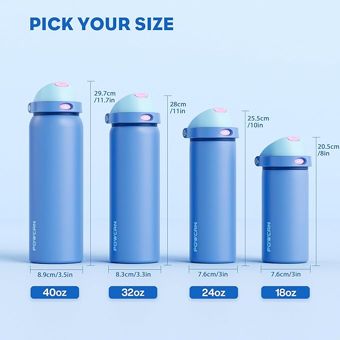 POWCAN 18 oz Metal Sports Water Bottle: 2-in-1 Push-Button Spout & Quick-Flip - Image 8