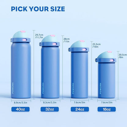 POWCAN 18 oz Metal Sports Water Bottle: 2-in-1 Push-Button Spout & Quick-Flip - Image 8