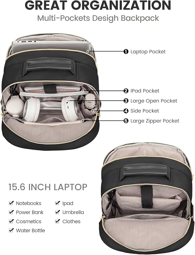 LOVEVOOK Laptop Backpack Purse for Women, Work Travel Computer Bags, College - Image 3