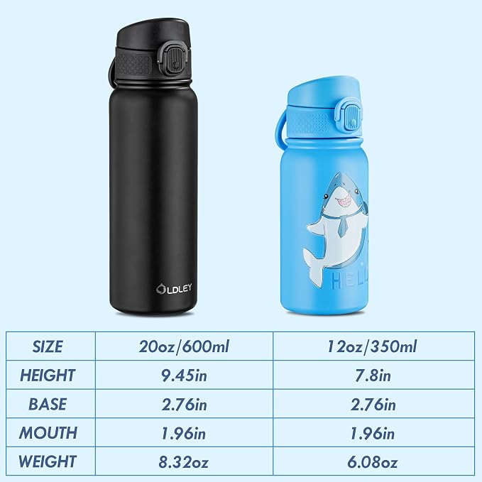 OLDLEY 12oz kids Water Bottle, Stainless Steel Insulated Water Bottle - Image 4
