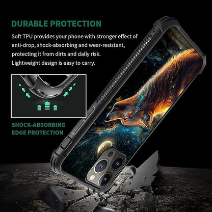 for iPhone 16 Pro Case, Star Cave Hungry Wolf Pattern Graphic Design Girl Boy - Image 7