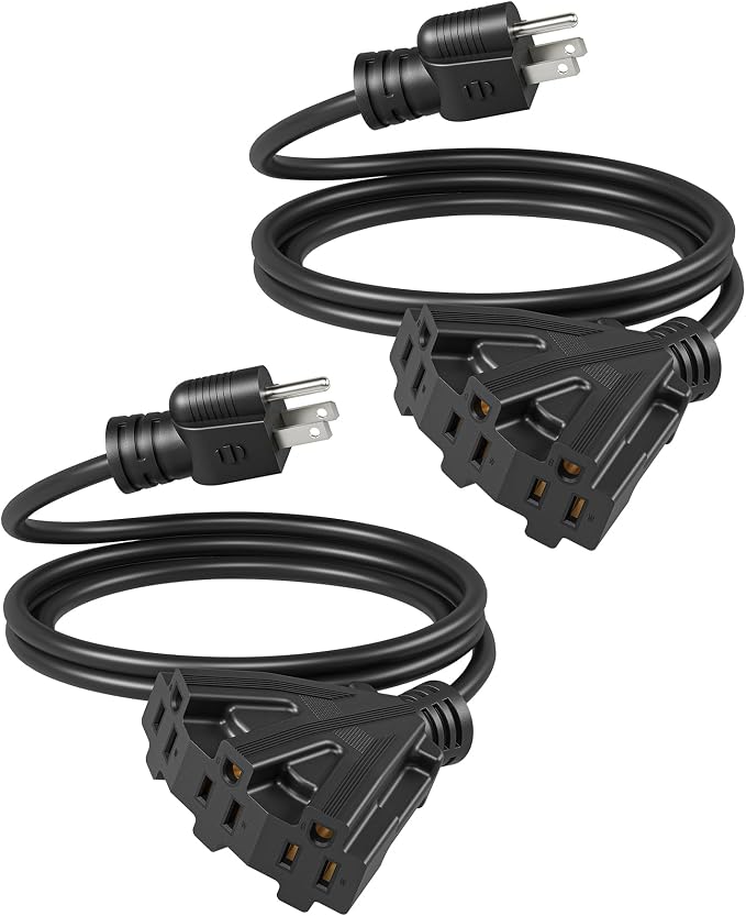 DEWENWILS 6FT Extension Cord, Tri-Tap Extension Cord Splitter, 3 Outlet 16/3 by DEWENWILS