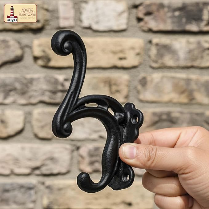 Mystic Colonial Rustic Cast Iron Wall Hooks, Heavy Duty Coat Hooks - Image 6