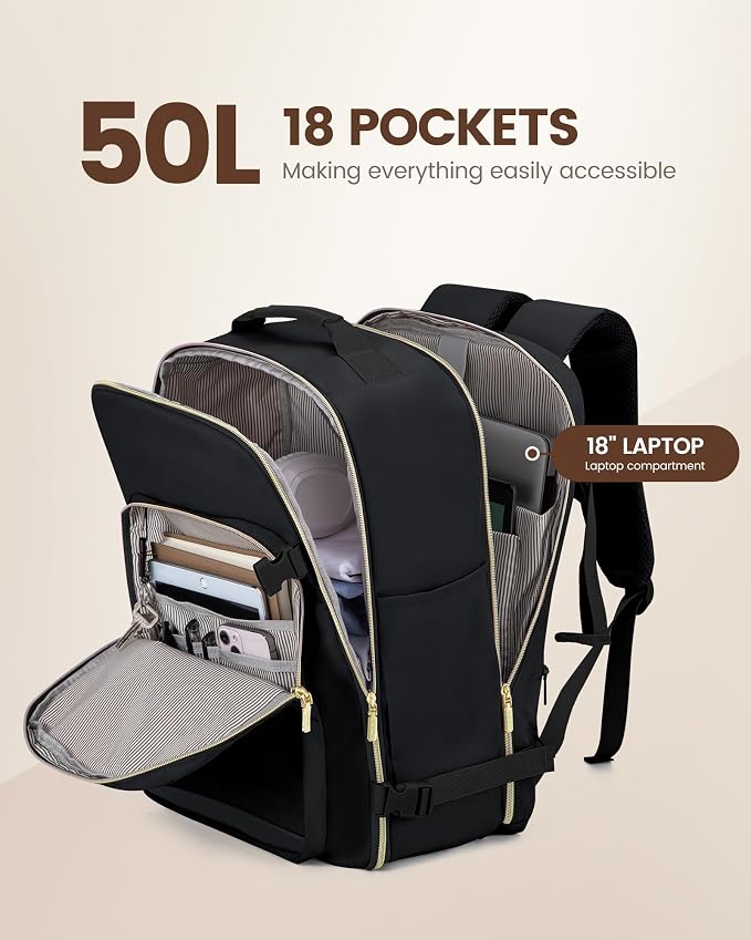LOVEVOOK Travel Backpack for Women & Men 50L, Airline Approved Carry On - Image 3
