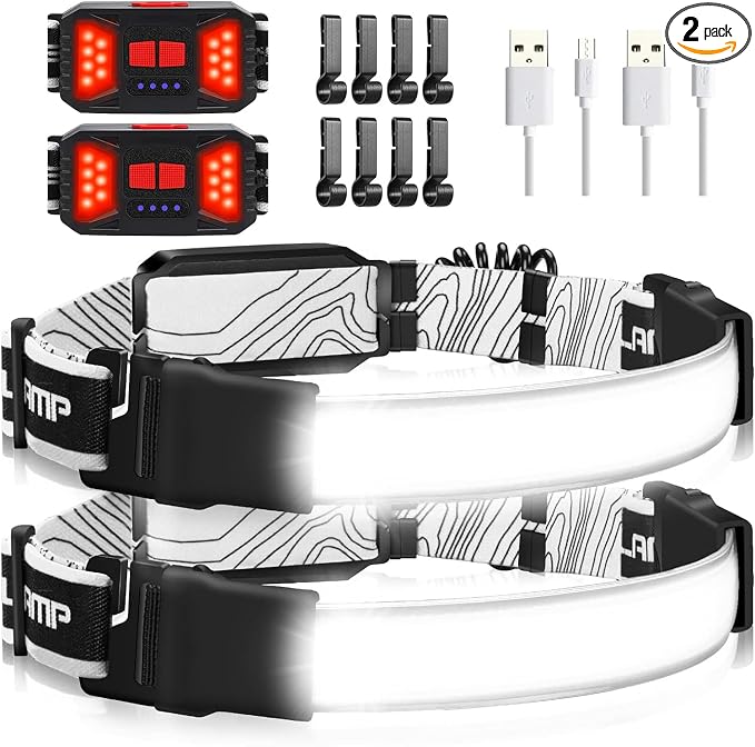 Rechargeable Headlamp, 230°Wide-Angle 1000 Lumens Headlamp Flashlight by Hopedone