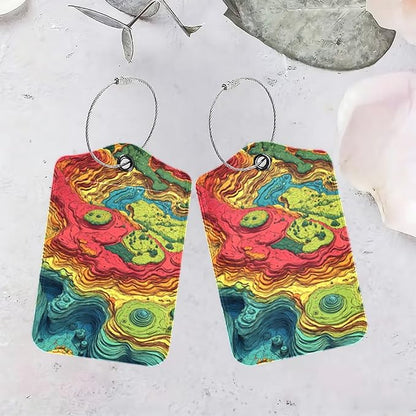 2Pcs Topographic Art Luggage Tags - Image 4