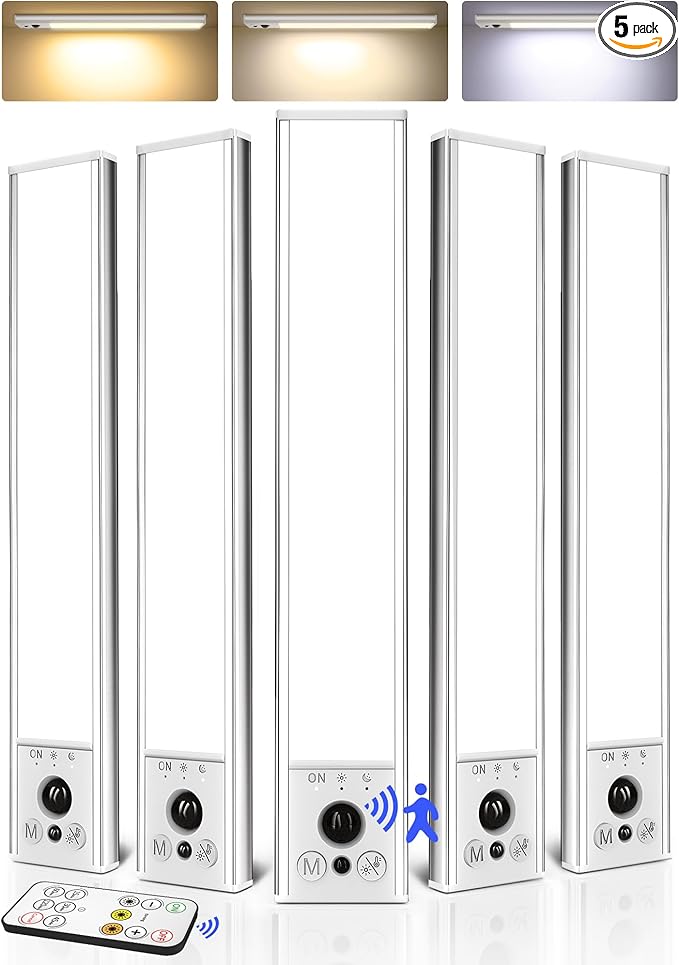 EZVALO 5-Pack Under Cabinet Lighting, 2400mAh Rechargeable Motion Sensor Light by EZVALO