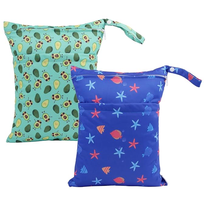 ALVABABY 2pcs Cloth Diaper Wet Dry Bags Waterproof Reusable - Image 9