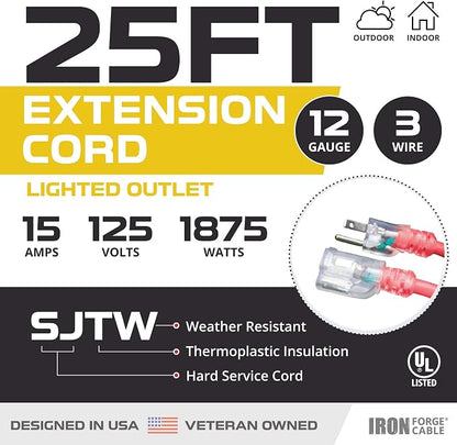 Iron Forge Cable 25 ft Lighted Outdoor Extension Cord - Image 2
