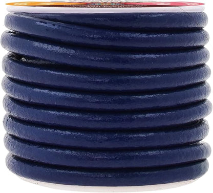 Mandala Crafts Round Genuine Navy Blue Leather Cord - Image 3