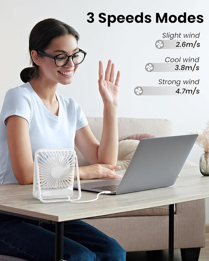 Koonie USB Desk Fan, Strong Wind Ultra Quiet Small Personal Fan - Image 6
