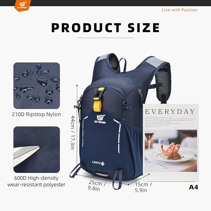 SKYSPER Small Hiking Backpack - 15L Travel Daypack Lightweight Bag Water - Image 6