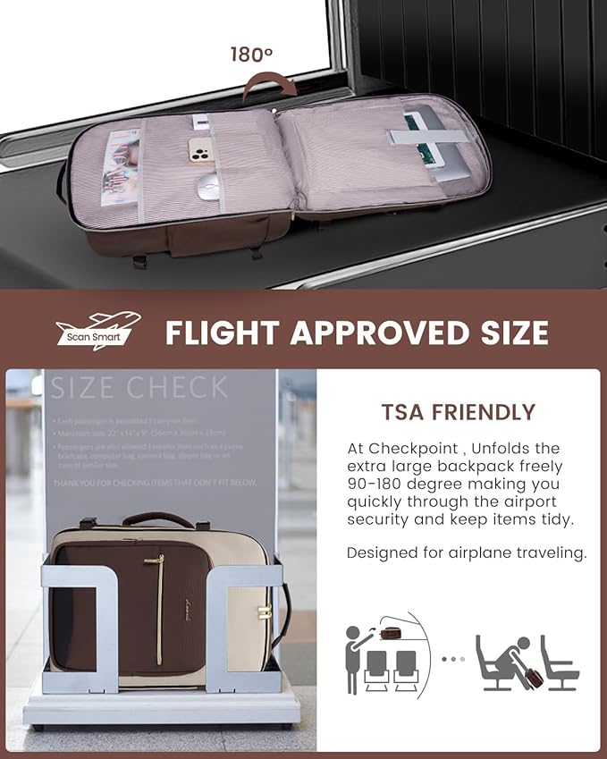 LOVEVOOK 40L Travel Backpack for Women & Men, Airline Approved Carry On Luggage - Image 3