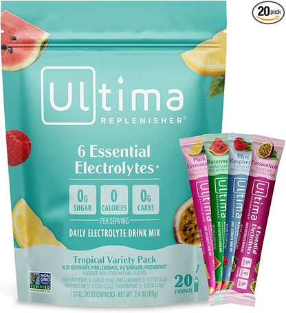 Ultima Replenisher Daily Electrolyte Powder – Tropical Variety Pack, 20 by UltimaReplenisher