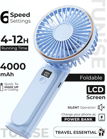 TUNISE Portable Handheld Fan, Portable Fan Rechargeable, 180° Adjustable - Image 2