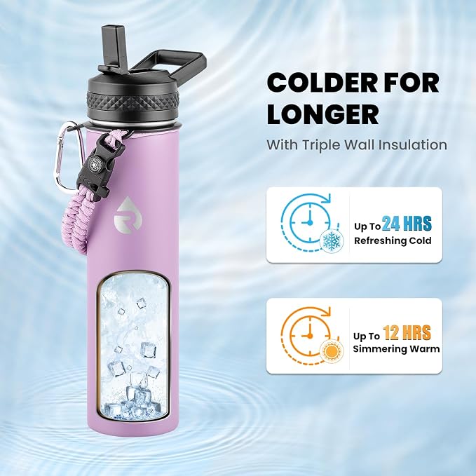 RAYMYLO Insulated Water Bottle 24oz, Triple Wall Vacuum Stainless Steel - Image 2