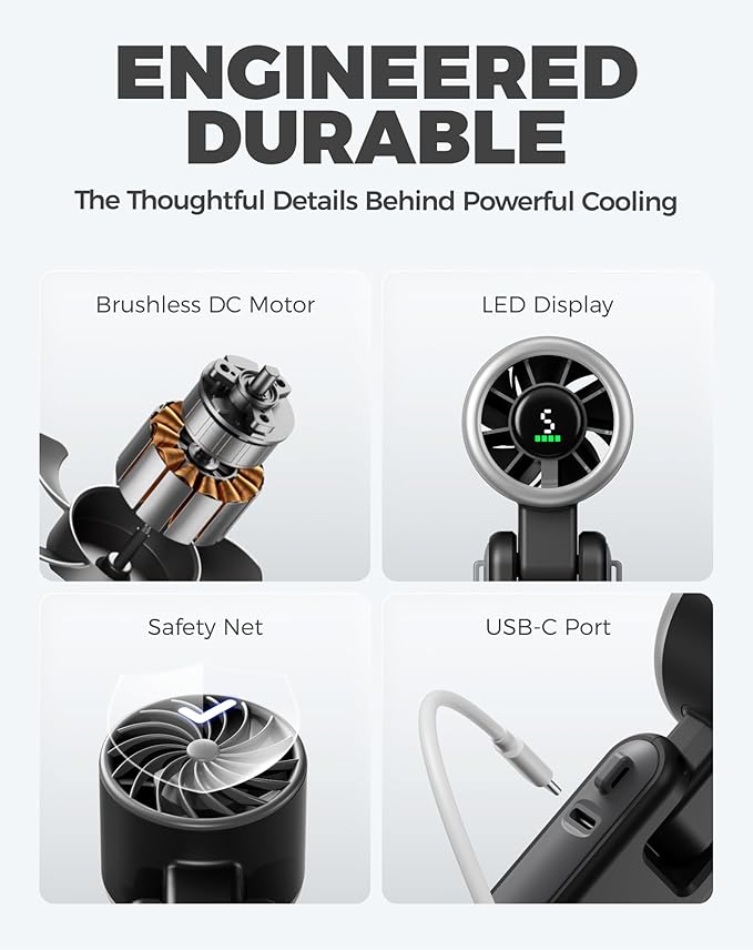 Diveblues Portable Handheld Turbo Fan, 5 Gear Wind, Battery Operated, 3 IN 1 - Image 7