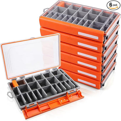 Junkin 6 Pack 3600 Fishing Tackle Boxes Waterproof, High-vis Orange Lure by Junkin