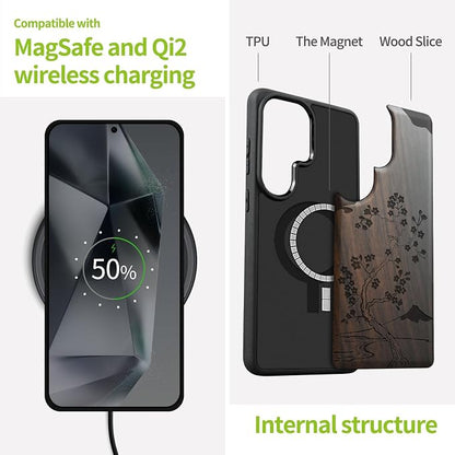 Carveit Magnetic Wooden Case for Samsung Galaxy S26 Ultra Case 2026, TPU - Image 4