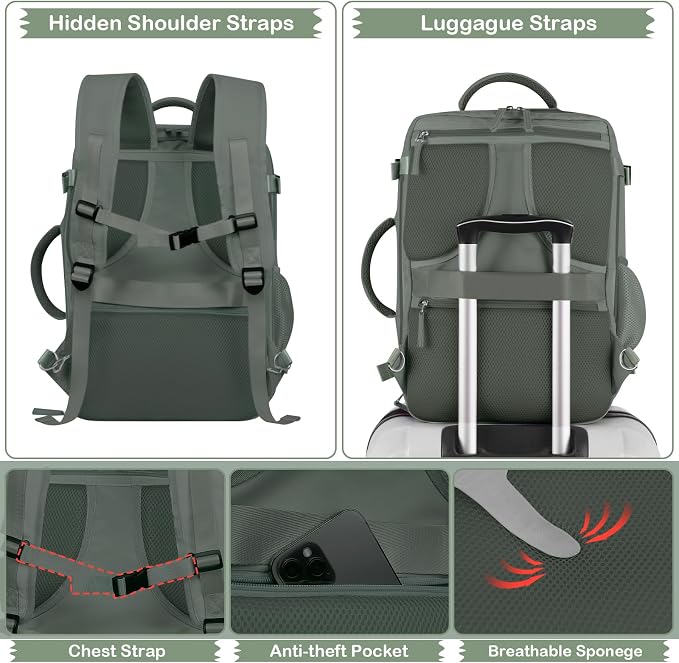 Hanples Travel Backpack as Personal Item Travel bag Flight Approved, 35L Carry - Image 7