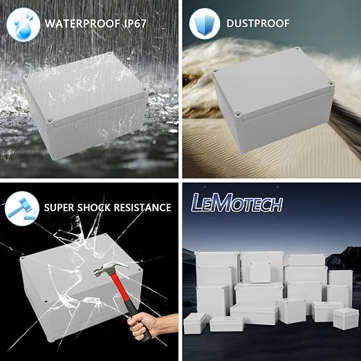 LeMotech IP67 Waterproof Junction Box ABS Plastic Project Box Dustproof - Image 8