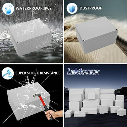 LeMotech IP67 Waterproof Junction Box ABS Plastic Project Box Dustproof - Image 8