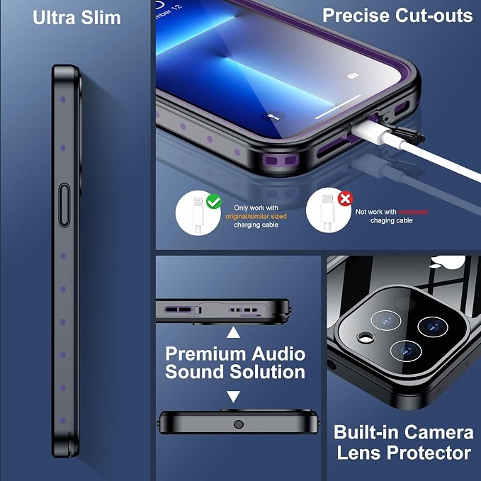 SPIDERCASE for iPhone 13 Pro Max Case Waterproof, Built-in Lens & Screen - Image 4