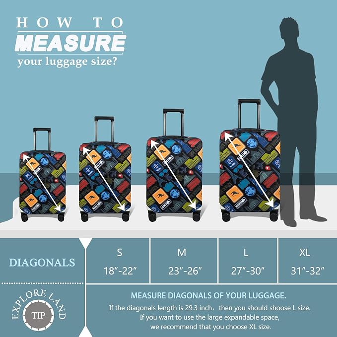 Explore Land Travel Luggage Cover Suitcase Protector Fits 18-22 Inch Case - Image 5